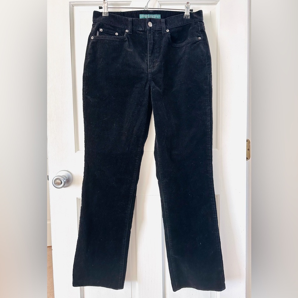 Lauren Ralph Lauren Black Corduroy Classic Straight Leg Pants Size 6